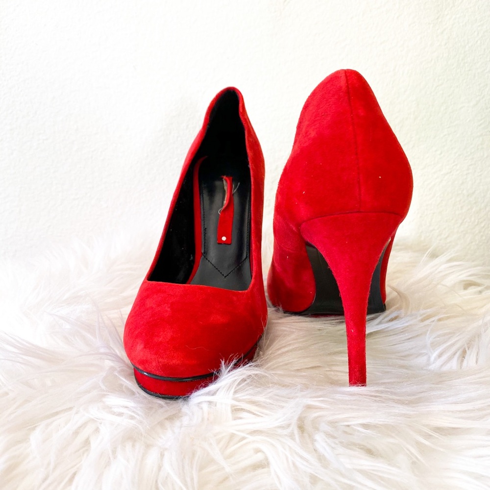 Red Zara Suede Platform Pump